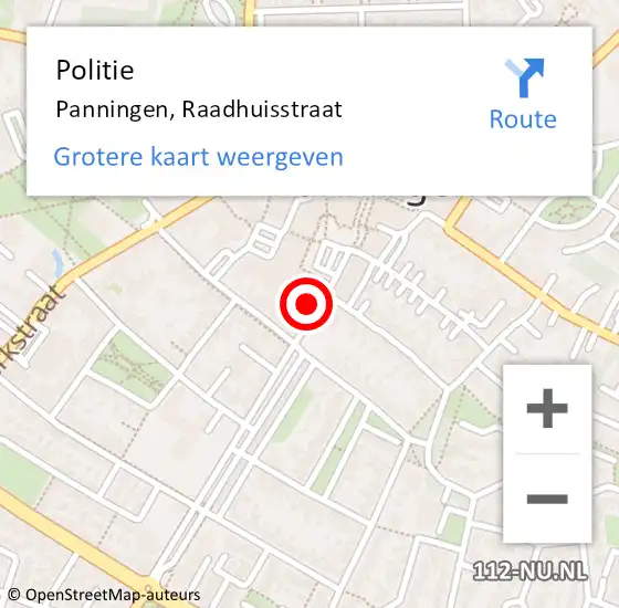 Locatie op kaart van de 112 melding: Politie Panningen, Raadhuisstraat op 4 maart 2022 15:16