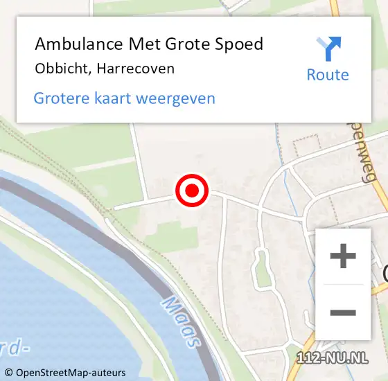 Locatie op kaart van de 112 melding: Ambulance Met Grote Spoed Naar Obbicht, Harrecoven op 4 maart 2022 15:16