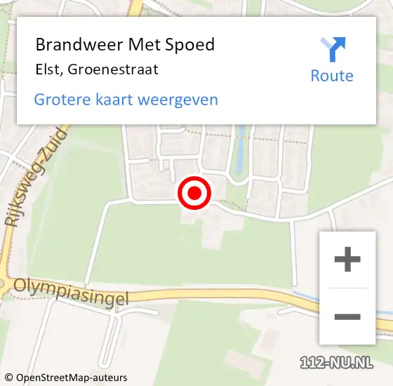 Locatie op kaart van de 112 melding: Brandweer Met Spoed Naar Elst, Groenestraat op 4 maart 2022 15:21