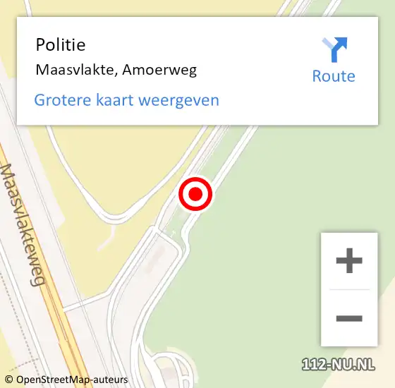 Locatie op kaart van de 112 melding: Politie Maasvlakte, Amoerweg op 4 maart 2022 15:21