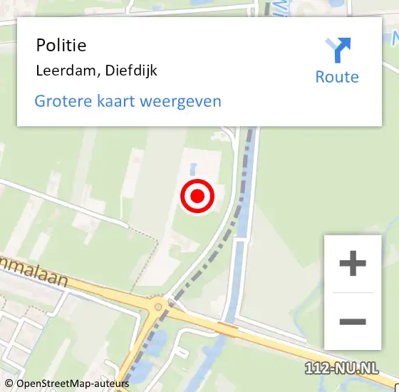 Locatie op kaart van de 112 melding: Politie Leerdam, Diefdijk op 4 maart 2022 15:37