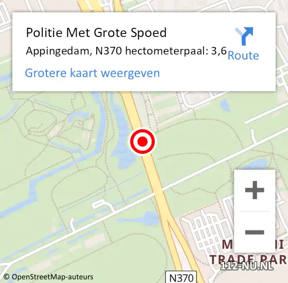 Locatie op kaart van de 112 melding: Politie Met Grote Spoed Naar Appingedam, N370 hectometerpaal: 3,6 op 4 maart 2022 15:43