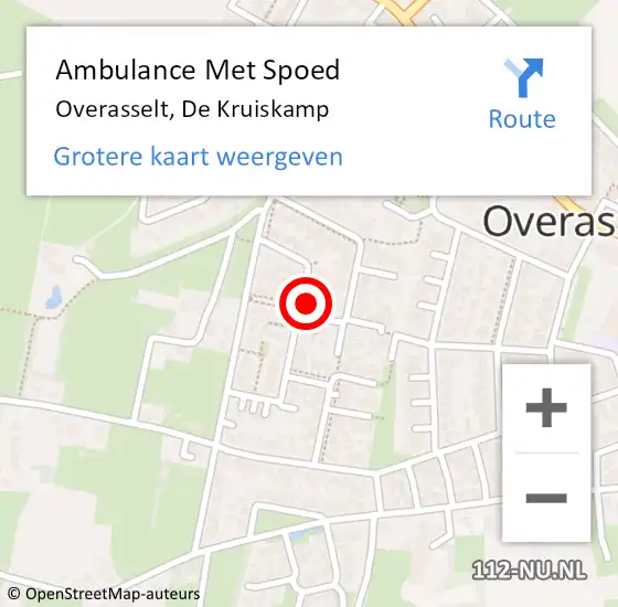 Locatie op kaart van de 112 melding: Ambulance Met Spoed Naar Overasselt, De Kruiskamp op 4 maart 2022 15:45