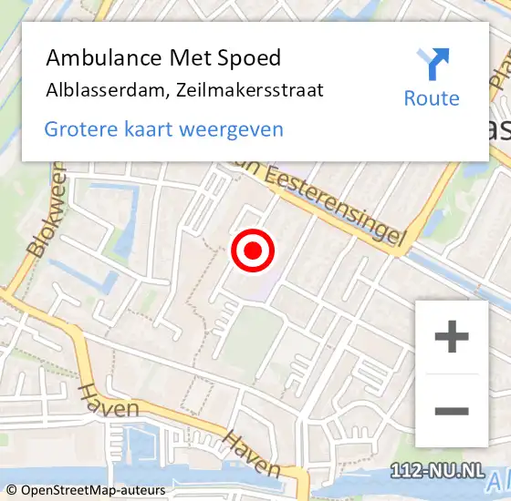 Locatie op kaart van de 112 melding: Ambulance Met Spoed Naar Alblasserdam, Zeilmakersstraat op 4 maart 2022 15:56