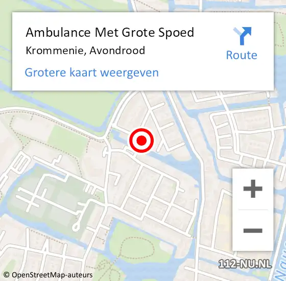 Locatie op kaart van de 112 melding: Ambulance Met Grote Spoed Naar Krommenie, Avondrood op 4 maart 2022 15:59