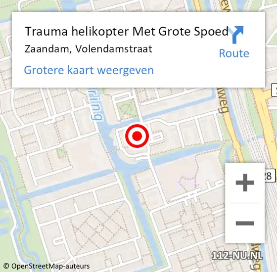 Locatie op kaart van de 112 melding: Trauma helikopter Met Grote Spoed Naar Zaandam, Volendamstraat op 4 maart 2022 16:16