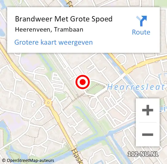 Locatie op kaart van de 112 melding: Brandweer Met Grote Spoed Naar Heerenveen, Trambaan op 4 maart 2022 16:30