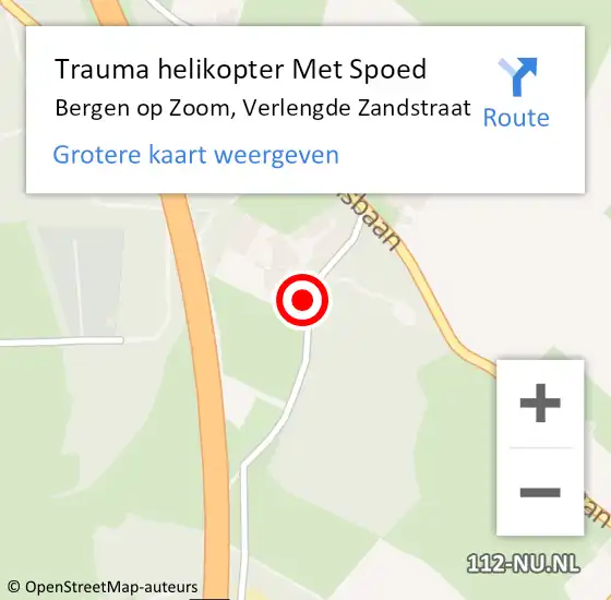 Locatie op kaart van de 112 melding: Trauma helikopter Met Spoed Naar Bergen op Zoom, Verlengde Zandstraat op 4 maart 2022 16:45