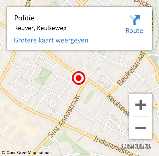 Locatie op kaart van de 112 melding: Politie Reuver, Keulseweg op 4 maart 2022 16:54