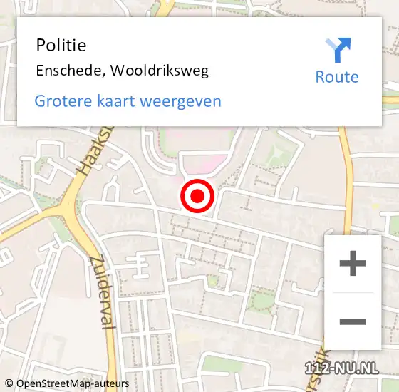 Locatie op kaart van de 112 melding: Politie Enschede, Wooldriksweg op 4 maart 2022 17:00