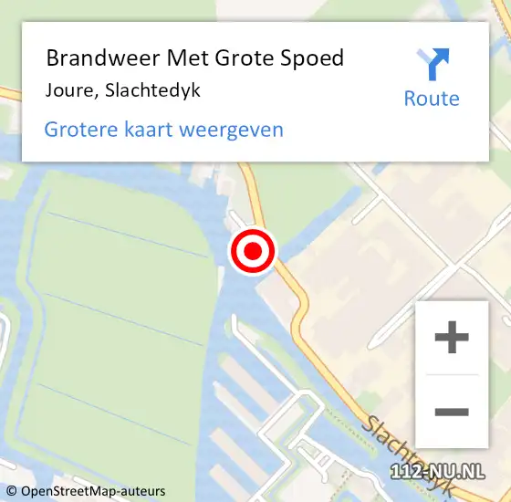 Locatie op kaart van de 112 melding: Brandweer Met Grote Spoed Naar Joure, Slachtedyk op 4 maart 2022 17:02