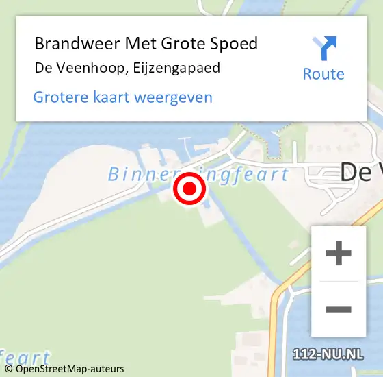 Locatie op kaart van de 112 melding: Brandweer Met Grote Spoed Naar De Veenhoop, Eijzengapaed op 4 maart 2022 17:13