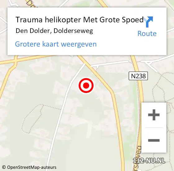 Locatie op kaart van de 112 melding: Trauma helikopter Met Grote Spoed Naar Den Dolder, Dolderseweg op 4 maart 2022 17:18