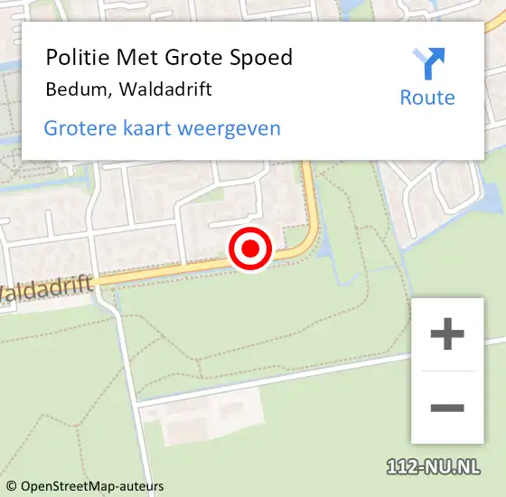 Locatie op kaart van de 112 melding: Politie Met Grote Spoed Naar Bedum, Waldadrift op 4 maart 2022 17:19