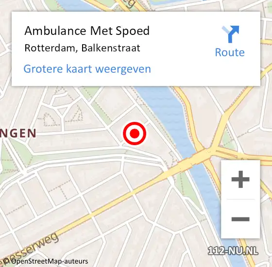 Locatie op kaart van de 112 melding: Ambulance Met Spoed Naar Rotterdam, Balkenstraat op 4 maart 2022 17:24