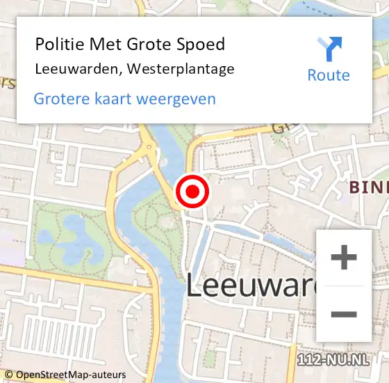 Locatie op kaart van de 112 melding: Politie Met Grote Spoed Naar Leeuwarden, Westerplantage op 4 maart 2022 17:25