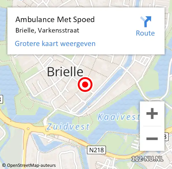 Locatie op kaart van de 112 melding: Ambulance Met Spoed Naar Brielle, Varkensstraat op 4 maart 2022 17:53