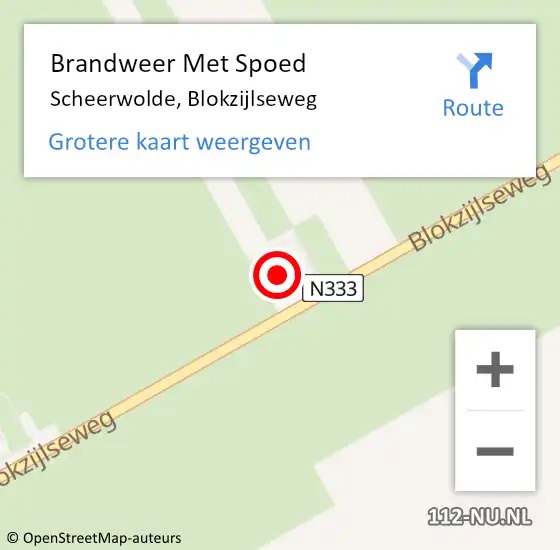 Locatie op kaart van de 112 melding: Brandweer Met Spoed Naar Scheerwolde, Blokzijlseweg op 4 maart 2022 17:57