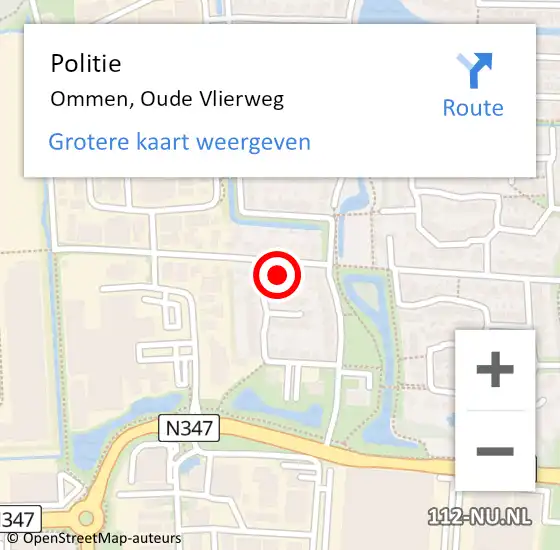 Locatie op kaart van de 112 melding: Politie Ommen, Oude Vlierweg op 4 maart 2022 18:11