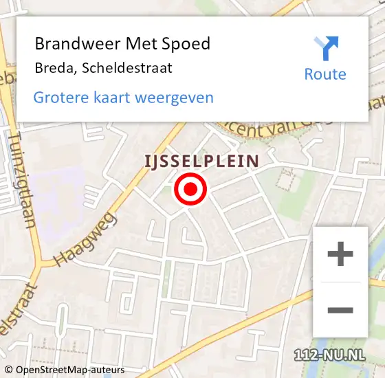 Locatie op kaart van de 112 melding: Brandweer Met Spoed Naar Breda, Scheldestraat op 4 maart 2022 18:21