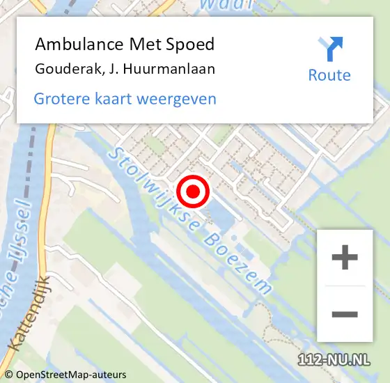 Locatie op kaart van de 112 melding: Ambulance Met Spoed Naar Gouderak, J. Huurmanlaan op 4 maart 2022 18:45