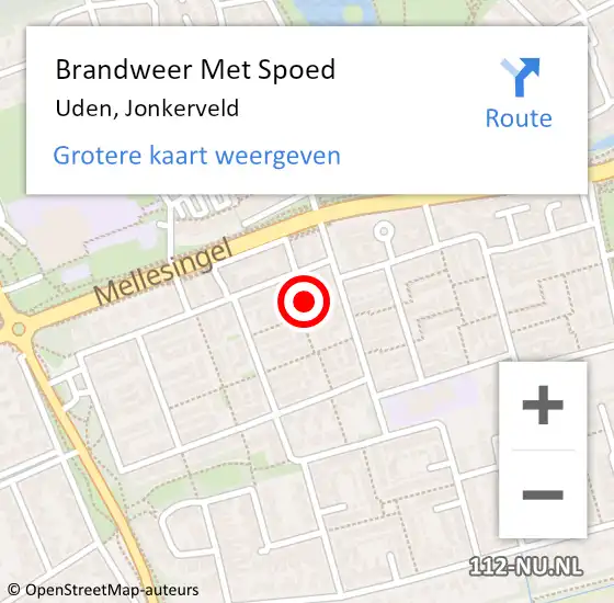 Locatie op kaart van de 112 melding: Brandweer Met Spoed Naar Uden, Jonkerveld op 4 maart 2022 19:07