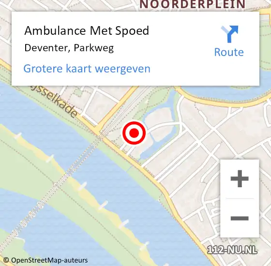 Locatie op kaart van de 112 melding: Ambulance Met Spoed Naar Deventer, Parkweg op 10 juli 2014 09:10