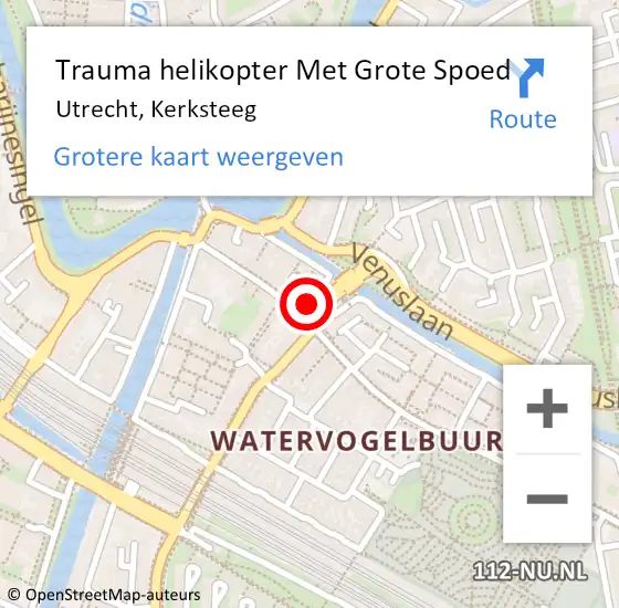 Locatie op kaart van de 112 melding: Trauma helikopter Met Grote Spoed Naar Utrecht, Kerksteeg op 4 maart 2022 20:04