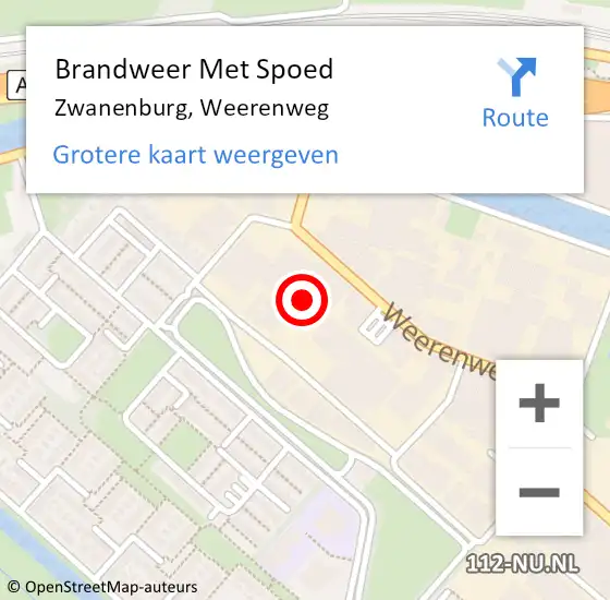 Locatie op kaart van de 112 melding: Brandweer Met Spoed Naar Zwanenburg, Weerenweg op 4 maart 2022 20:04