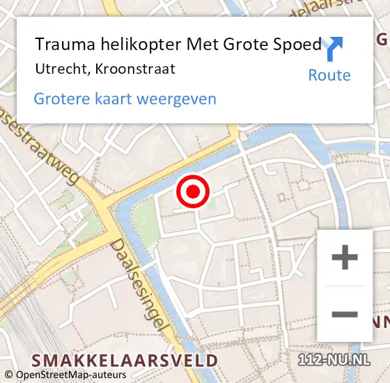Locatie op kaart van de 112 melding: Trauma helikopter Met Grote Spoed Naar Utrecht, Kroonstraat op 4 maart 2022 20:13