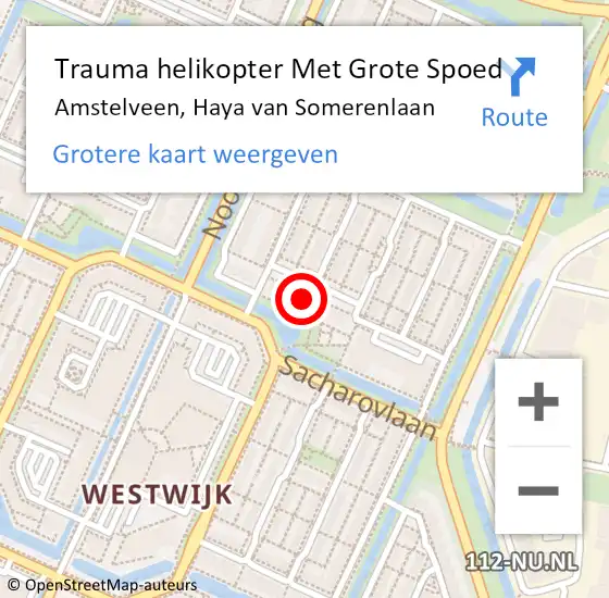 Locatie op kaart van de 112 melding: Trauma helikopter Met Grote Spoed Naar Amstelveen, Haya van Somerenlaan op 4 maart 2022 20:20