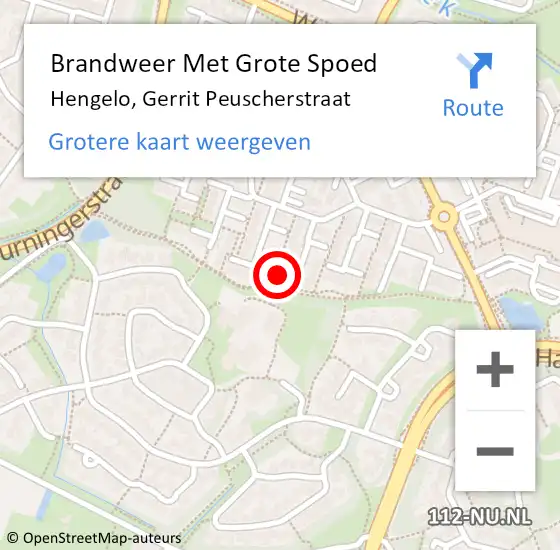 Locatie op kaart van de 112 melding: Brandweer Met Grote Spoed Naar Hengelo, Gerrit Peuscherstraat op 4 maart 2022 20:27