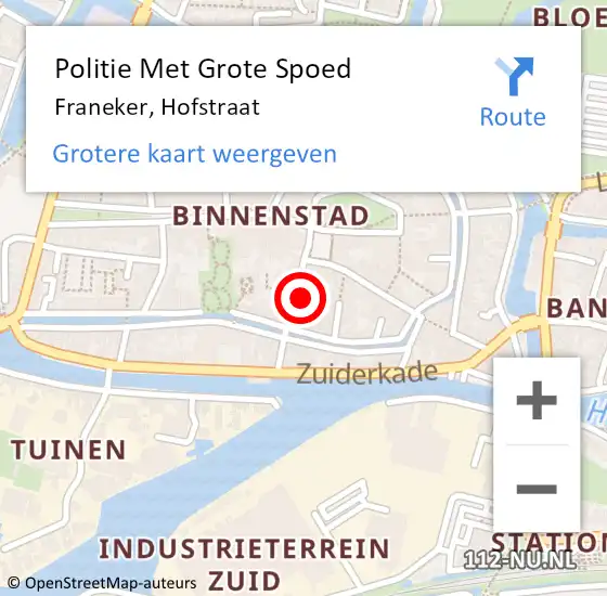 Locatie op kaart van de 112 melding: Politie Met Grote Spoed Naar Franeker, Hofstraat op 4 maart 2022 20:39