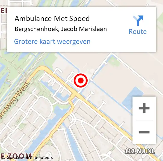 Locatie op kaart van de 112 melding: Ambulance Met Spoed Naar Bergschenhoek, Jacob Marislaan op 4 maart 2022 21:03