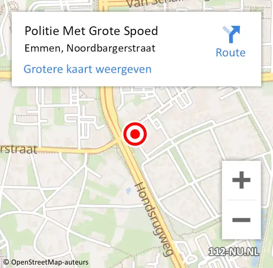 Locatie op kaart van de 112 melding: Politie Met Grote Spoed Naar Emmen, Noordbargerstraat op 4 maart 2022 22:00