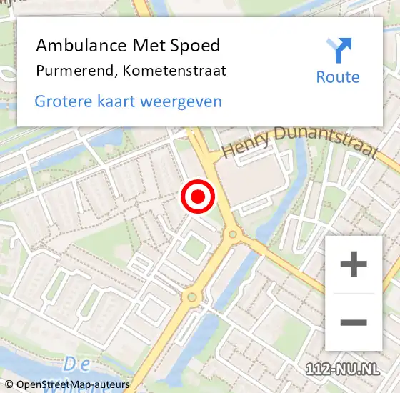 Locatie op kaart van de 112 melding: Ambulance Met Spoed Naar Purmerend, Kometenstraat op 4 maart 2022 22:35