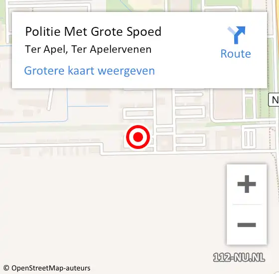 Locatie op kaart van de 112 melding: Politie Met Grote Spoed Naar Ter Apel, Ter Apelervenen op 4 maart 2022 22:58