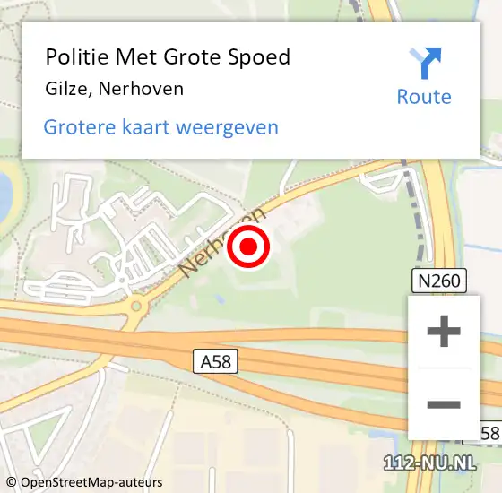 Locatie op kaart van de 112 melding: Politie Met Grote Spoed Naar Gilze, Nerhoven op 4 maart 2022 23:17