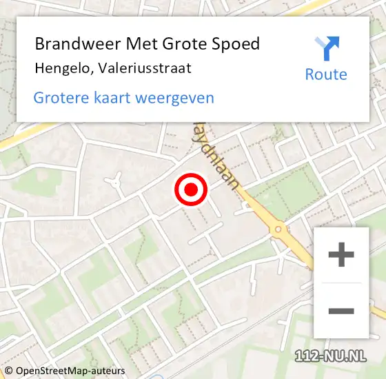 Locatie op kaart van de 112 melding: Brandweer Met Grote Spoed Naar Hengelo, Valeriusstraat op 4 maart 2022 23:22