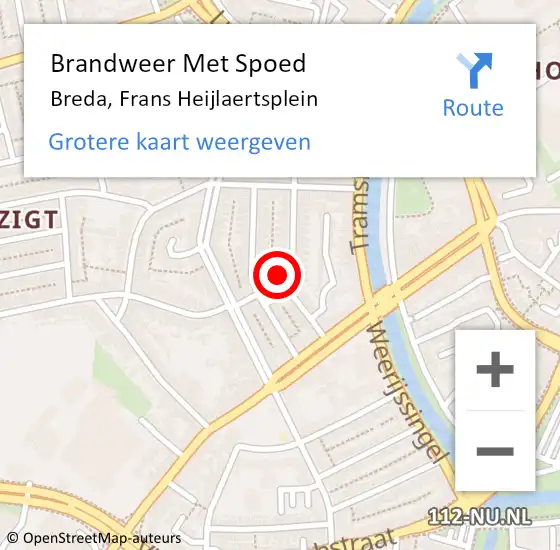 Locatie op kaart van de 112 melding: Brandweer Met Spoed Naar Breda, Frans Heijlaertsplein op 4 maart 2022 23:28