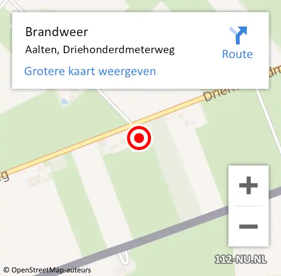 Locatie op kaart van de 112 melding: Brandweer Aalten, Driehonderdmeterweg op 4 maart 2022 23:28