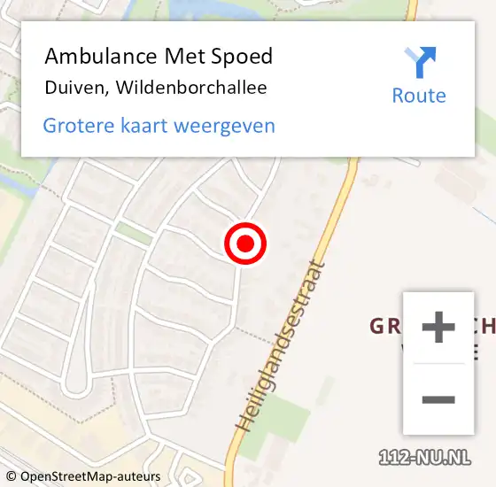 Locatie op kaart van de 112 melding: Ambulance Met Spoed Naar Duiven, Wildenborchallee op 4 maart 2022 23:35