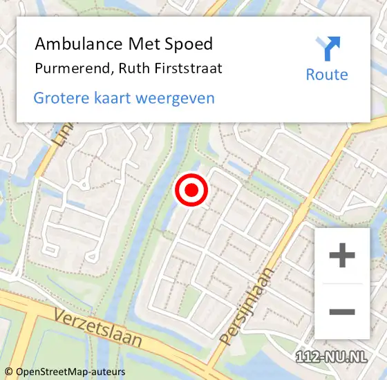 Locatie op kaart van de 112 melding: Ambulance Met Spoed Naar Purmerend, Ruth Firststraat op 5 maart 2022 01:14