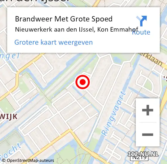 Locatie op kaart van de 112 melding: Brandweer Met Grote Spoed Naar Nieuwerkerk aan den IJssel, Kon Emmahof op 5 maart 2022 01:19