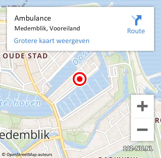 Locatie op kaart van de 112 melding: Ambulance Medemblik, Vooreiland op 5 maart 2022 01:24