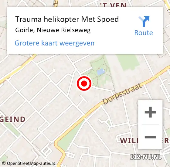 Locatie op kaart van de 112 melding: Trauma helikopter Met Spoed Naar Goirle, Nieuwe Rielseweg op 5 maart 2022 01:46