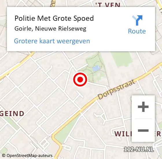 Locatie op kaart van de 112 melding: Politie Met Grote Spoed Naar Goirle, Nieuwe Rielseweg op 5 maart 2022 01:48