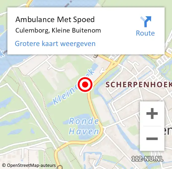 Locatie op kaart van de 112 melding: Ambulance Met Spoed Naar Culemborg, Kleine Buitenom op 5 maart 2022 02:00