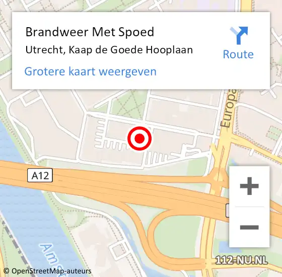 Locatie op kaart van de 112 melding: Brandweer Met Spoed Naar Utrecht, Kaap de Goede Hooplaan op 5 maart 2022 03:00