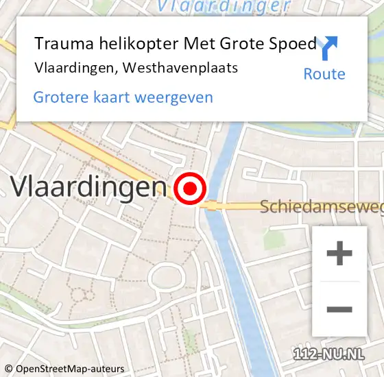 Locatie op kaart van de 112 melding: Trauma helikopter Met Grote Spoed Naar Vlaardingen, Westhavenplaats op 5 maart 2022 03:03